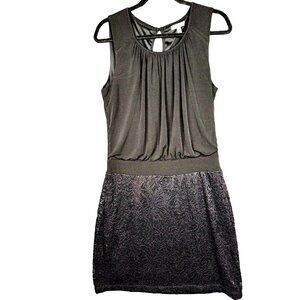 Halo Black Sleeveless Mini Dress with Lace Skirt